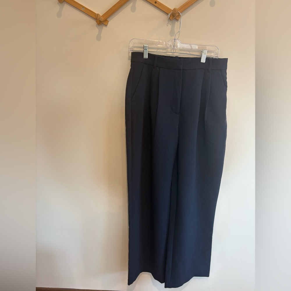 Abercrombie & Fitch Curve Love Sloane Tailored Wide Leg Pant 30Tall/10T Navy NWT - Picture 3 of 7